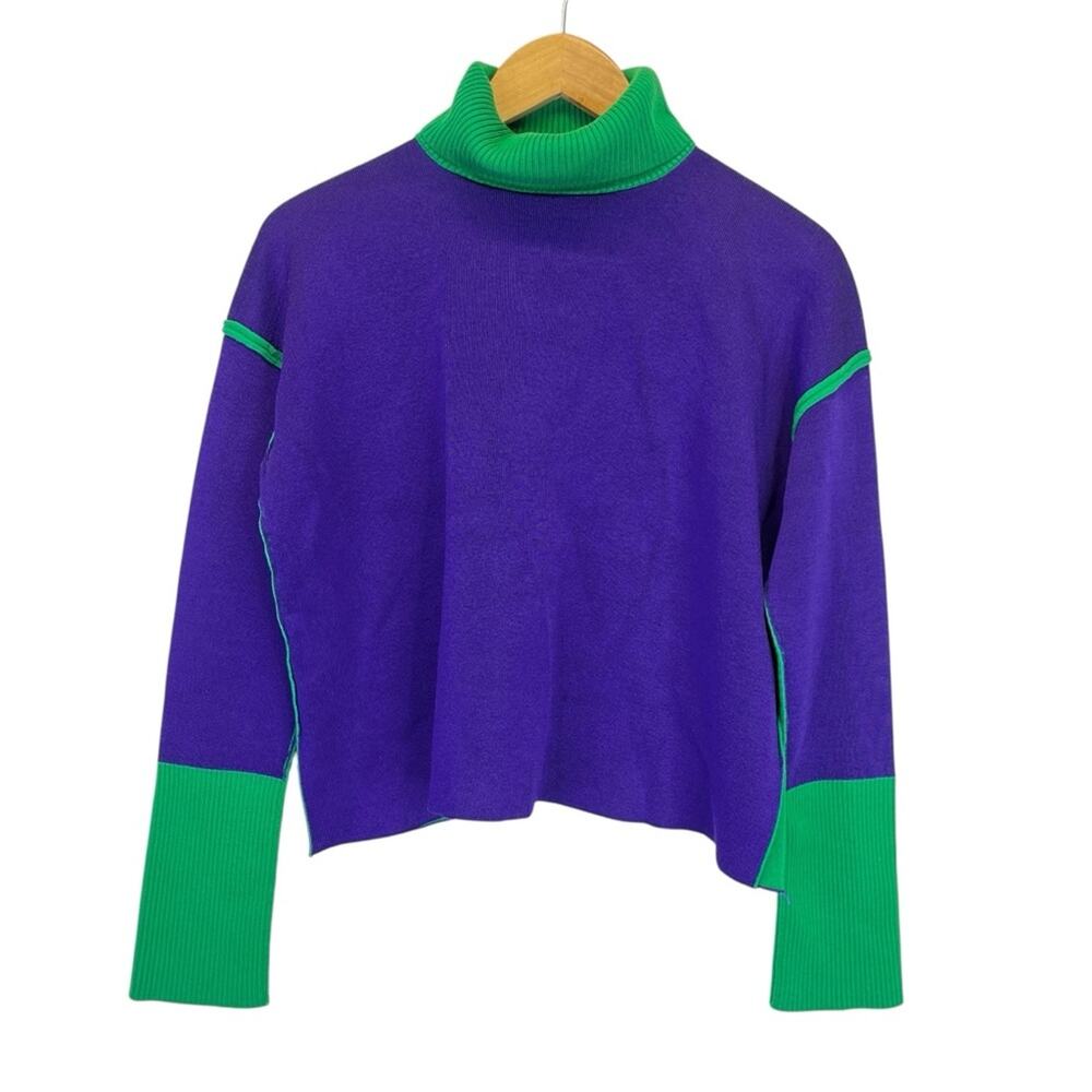Marni Colorblock Turtleneck sweater purple green - 36 (US 0 or XS)